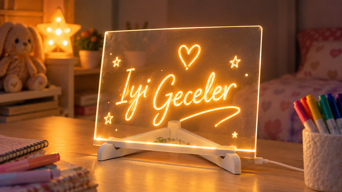 LED Işıklı Yazı ve Çizim Panosu 20x20 Cm